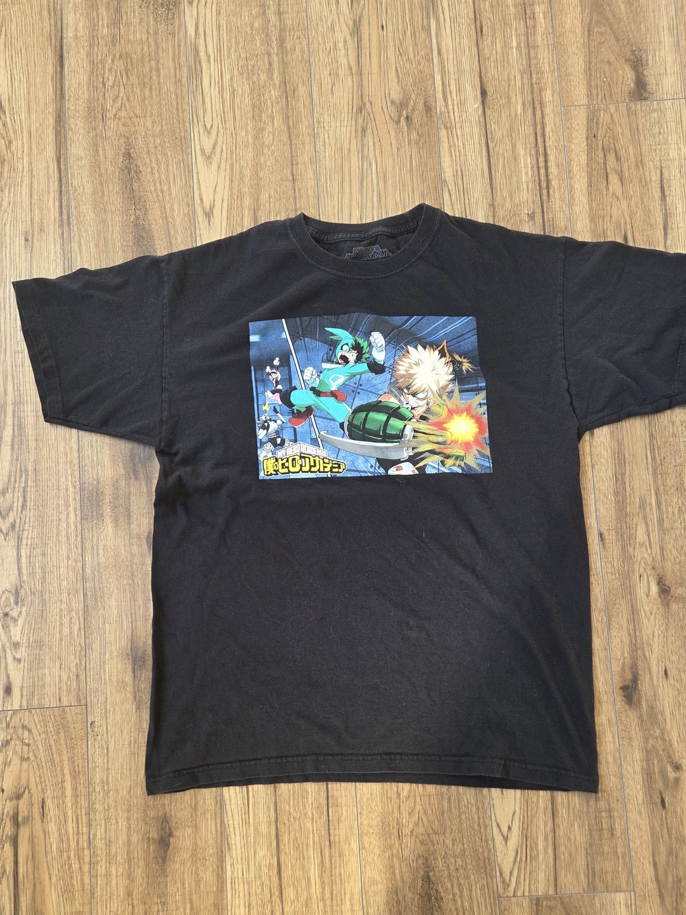 Funimation My hero Academia Black Graphic Tee with Anime Action Print Size L